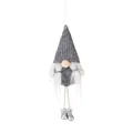 Gnomo di Natale con cappello grigio di paillettes, trecce bianche e stivali d'argento - Stile gambe lunghe grigio / Grigio