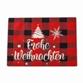 Christmas place mat with red buffalo plaid pattern, white Xmas tree and Frohe Weihnachten - Christmas Tree Plaid Place Mat