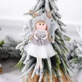Christmas elf doll ornament with grey faux fur hat and silver snowflake in 80-100 characters - Snowflake Girl / Gray