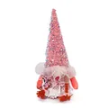 Pink sequined wedding faceless gnome doll with lace skirt and plush braids decoration - Female Style / Pink