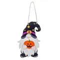 Ciondolo gnomo di Halloween in legno con cappello da mago e zucca arancione - Halloween