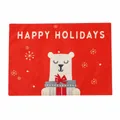 Christmas linen placemat with red polar bear print and Happy Holidays text design - Polar Bear Style (Style C Placemat)