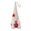 Gnomo di San Valentino con cappello bianco a maglia, cuore rosso e cordino da appendere - Stile Cappello Bianco