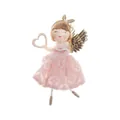 Ange de Noël en dentelle rose avec ailes dorées et accessoire cœur pour décoration - Pendentif Fille Bandeau Jupe Ajourée / Rose