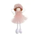 Poupée ange de Noël rose avec jupe en tulle et ailes dorées pour décoration - Rose