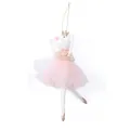 Pink ballet mouse ornament with golden crown and mesh tutu for Christmas decoration - Style A Hands Raised