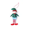 Hängende Weihnachts-Elfen-Plüschfigur in grün-roter Festkleidung mit Streifenmuster - Grüner Hut Elf Anhänger