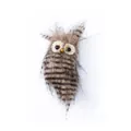 Décoration de chouette en peluche rayée grise et brune pour sapin de Noël - Marron