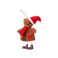 Brown plush Christmas bear ornament wearing a red hat and scarf with tiny boots - Coffee Bear Pendant