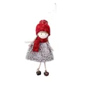 Bambola di Natale rossa fatta a mano con gonna di peluche e campanellini metallici - Stile rosso