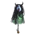 Décoration d'Halloween fantôme avec voile en toile d'araignée verte et clochette - Vert
