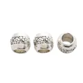 Drei S925 Sterling Silber Perlen mit Blumengravur für DIY europäische Armbänder - Antiksilber