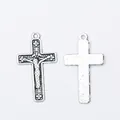 Ciondolo a croce crocifisso vintage in lega di zinco argento per creazione di gioielli DIY - Argento Antico