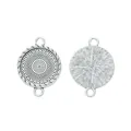Connecteur de pendentif rond de 20mm en alliage de zinc argenté avec détails texturés - Argent Antique