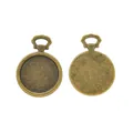 Vintage bronze zinc alloy 20mm round tray pendants for DIY jewelry making - Antique Bronze