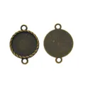 Pendentif connecteur rond 20mm en alliage de zinc bronze vintage avec texture gaufrée - Bronze Antique