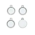 Set van 4 ronde 12mm hangerbakjes van zinklegering voor het maken van DIY-sieraden - Antiek Zilver 12mm
