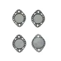 Vintage zilveren zinklegering ruitvormige hangers met ronde zetting voor DIY sieraden - Gunmetal