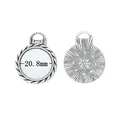 Antique silver 20.8mm round pendant tray with sunburst texture for DIY jewelry making - Antique Silver Large