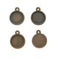 Set van vier ronde hangerbases van bronskleurige zinklegering voor 12mm DIY sieraden - Antiek Brons 12mm