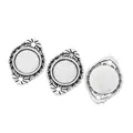 Drie vintage zinklegering hangers met 8mm ronde zetting voor DIY sieraden maken - Antiek Zilver