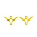 Χρυσά μενταγιόν κεφάλι ταύρου για κοσμήματα DIY με μπροστινή και πίσω όψη - Αντίκα Χρυσό