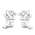 Retro antique silver Christmas stocking alloy pendants with gingerbread man for DIY jewelry - Antique Silver