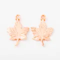 Pair of rose gold maple leaf alloy pendants for DIY jewelry making and crafts - Rose Gold