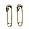 Vintage bronze skull safety pins for DIY jewelry making with retro punk aesthetic - Antique Bronze