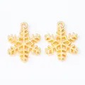 Paar goldene Vintage-Legierung Schneeflockenanhänger mit hohler Mitte für DIY-Schmuckbau - Gold
