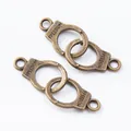Antique bronze DIY handcuff connector charm with FREEDOM engraving for jewelry making - 30x10mm / Antique Bronze