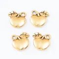 Set of 4 vintage zinc alloy apple charms in antique gold finish for DIY jewelry making - Antique Gold
