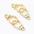 Vintage gold handcuff connectors with freedom engraving for DIY jewelry making - 30x10mm / Antique Gold