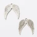 Vintage silver zinc alloy angel wing charms for DIY jewelry making and crafts - Antique Silver