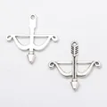 Retro silver alloy bow and arrow pendants for DIY jewelry making and craft projects - 25*26 / Antique Silver