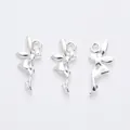 Three silver alloy fairy pendants with wings and loops for DIY jewelry making - Bright Silver