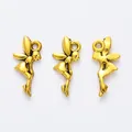 Three vintage gold fairy pendants in high-quality alloy for DIY jewelry making - Antique Gold