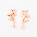 Detail of two rose gold fairy pendants with smooth finish and top loops for DIY jewelry - Rose Gold
