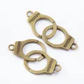 Vintage bronze handcuff charms with Freedom engraving for DIY jewelry making - Antique Bronze Large