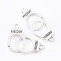 Silver zinc alloy handcuffs charm with FREEDOM engraving for DIY jewelry making - Antique Silver Large