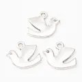 Three vintage silver peace dove alloy charms with ring hooks for DIY jewelry making - Antique Silver