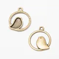Antique bronze bird pendant set with hollow round frame for DIY jewelry making - Antique Bronze