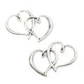 Pendentifs cœur double en alliage argenté vintage au design rétro ajouré et entrelacé - Argent antique