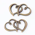 Pendentifs double cœur en bronze vintage en alliage de zinc pour bijoux DIY - Bronze Antique