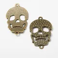 Vintage bronze zinc alloy skull connectors for DIY gothic punk jewelry making - Antique Bronze