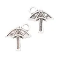 Vintage silver umbrella charms for DIY jewelry making with retro textured alloy finish - Antique Silver