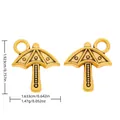 Vintage antique gold zinc alloy umbrella charms for DIY jewelry making with dimensions - Antique Gold