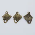 Three vintage bronze stingray alloy pendants with detailed texture and top loop holes - Antique Bronze