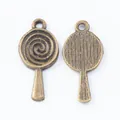 Vintage bronze lollipop alloy pendant with spiral and striped textures for DIY jewelry - Antique Bronze
