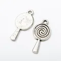 Vintage silver lollipop charms in alloy for DIY jewelry making and craft supplies - Antique Silver